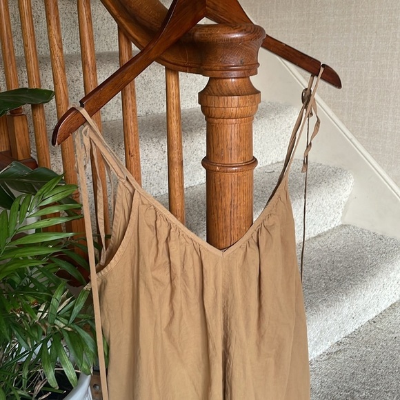 H&M Tan Cotton Mini Dress W/ Spaghetti Straps and Relaxed Fit - Picture 4 of 11